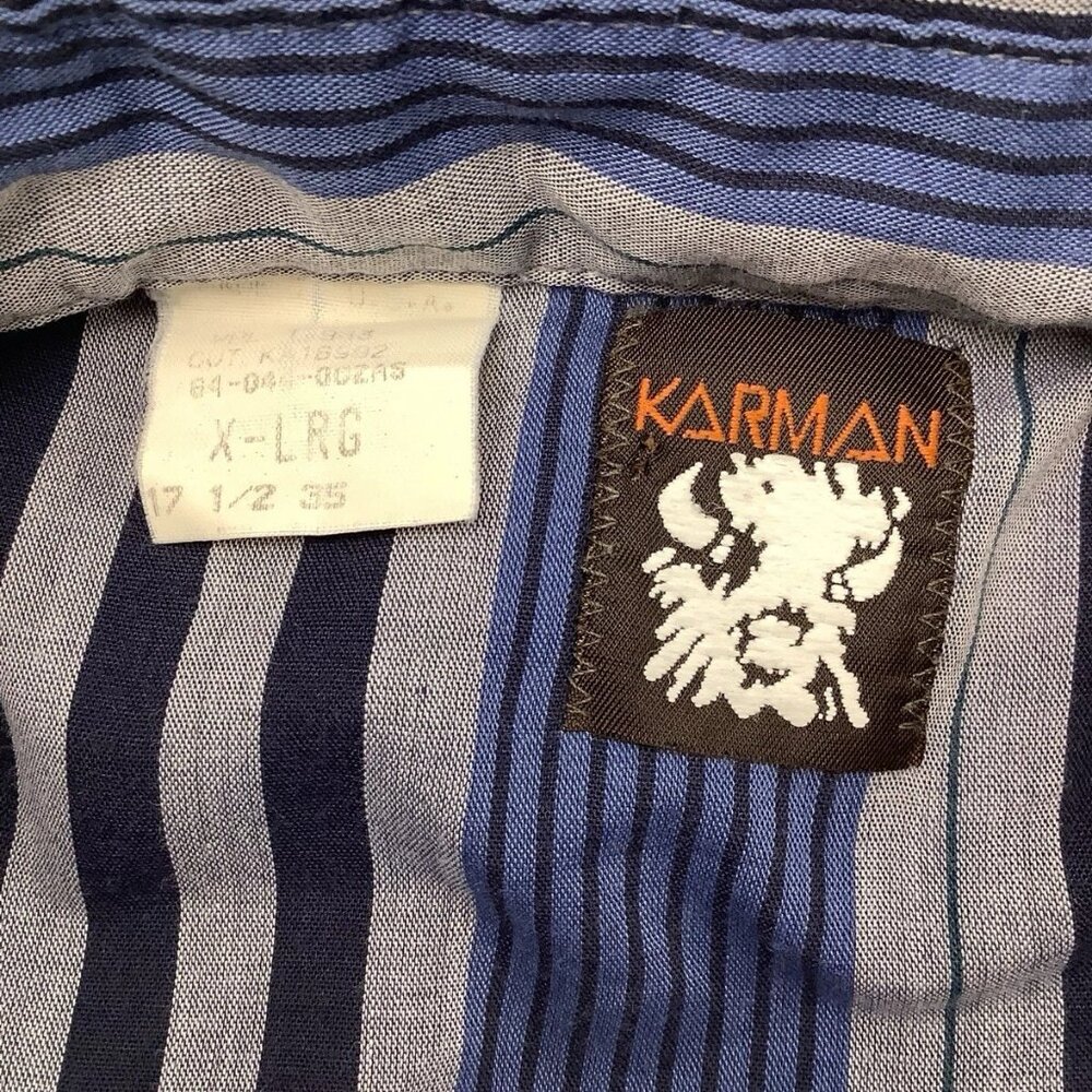 Karman Pearl Snap Long Sleeve Shirt Western Blue Striped Mens Size XL - Picture 7 of 7